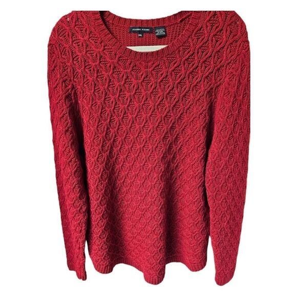 JEAME PIERRE Plus Size Red Cable Knit Sweater - Picture 1 of 11